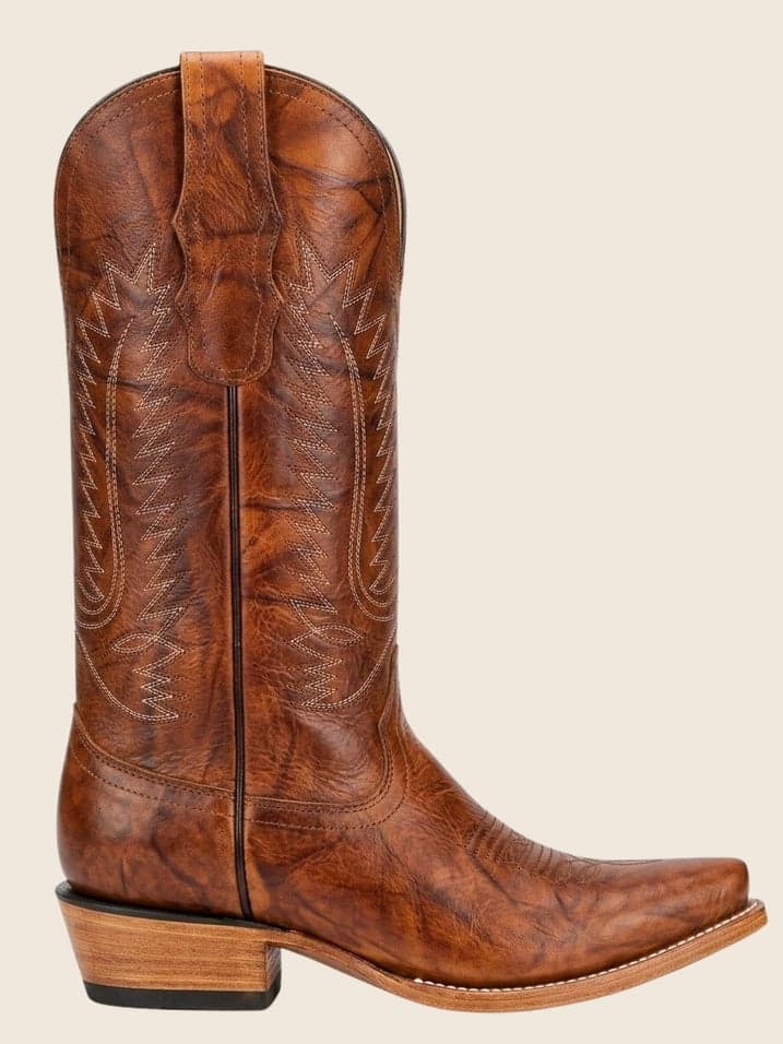 Bota Piel De Res Marmoleado En Miel