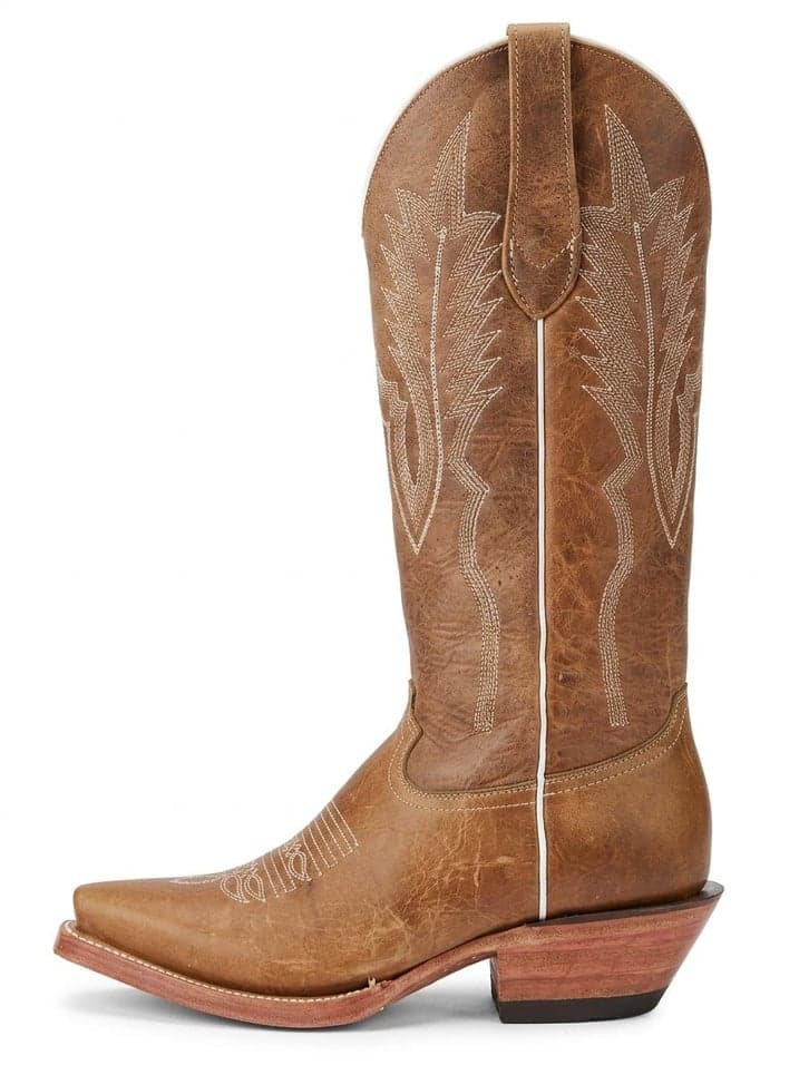 Bota De Res Color Miel En Tubo Alto