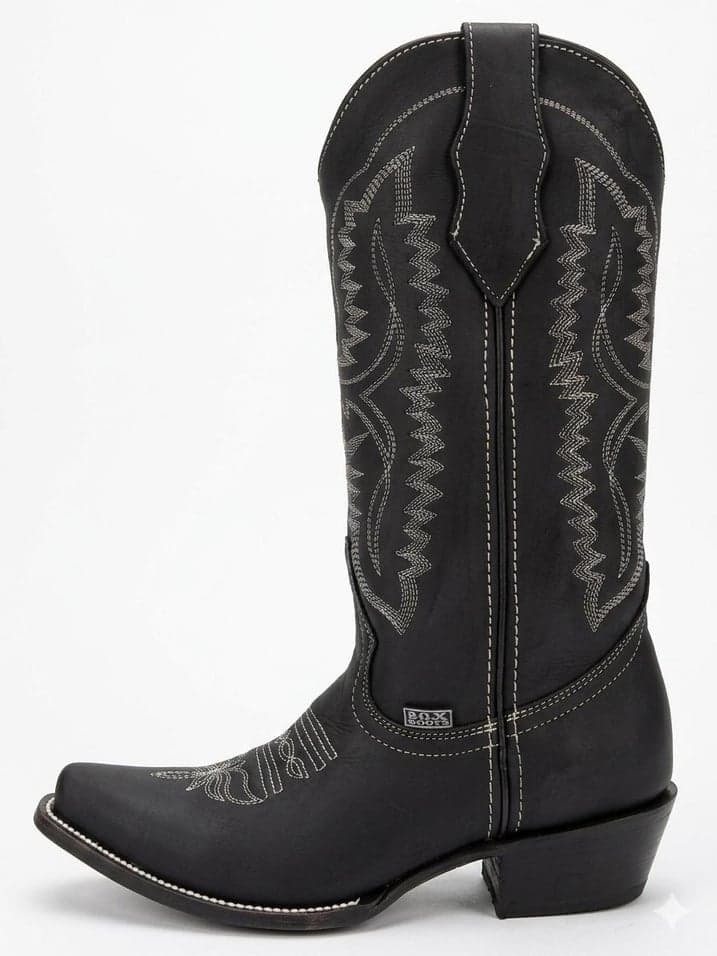 Bota De Res Color Negro Mate En Tubo Alto