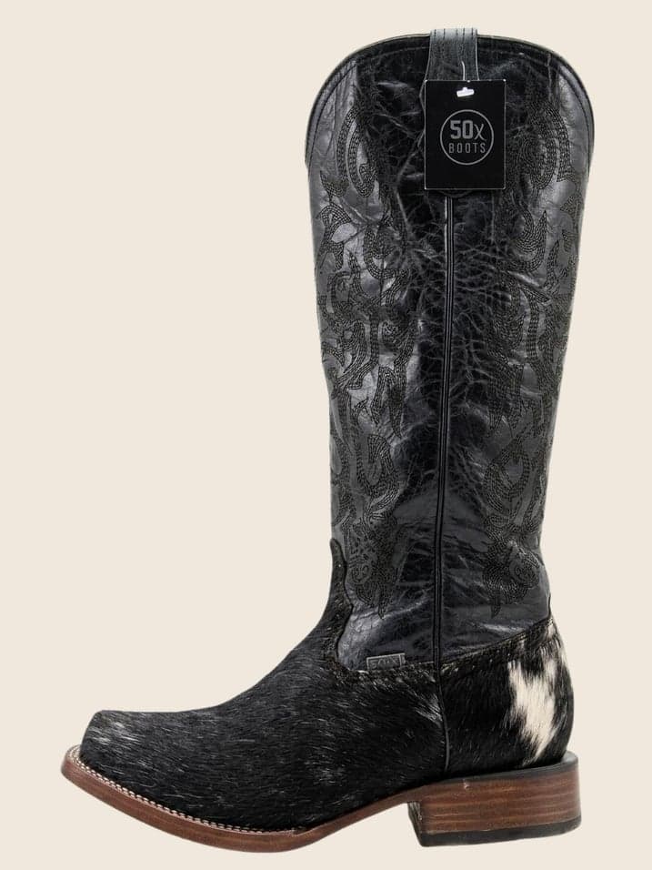 Bota De Vaca Color Negra Tubo Alto