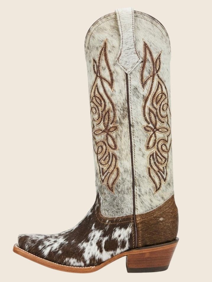 Bota De Vaca Color Cafe Tubo Alto