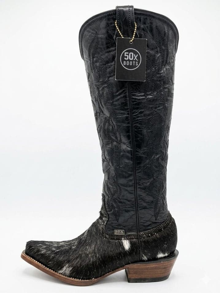 Bota De Vaca Color Negro Tubo Alto