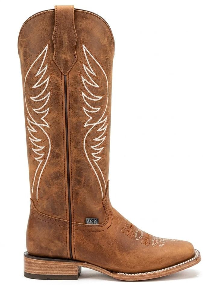 Bota De Res Color Miel Tubo Alto