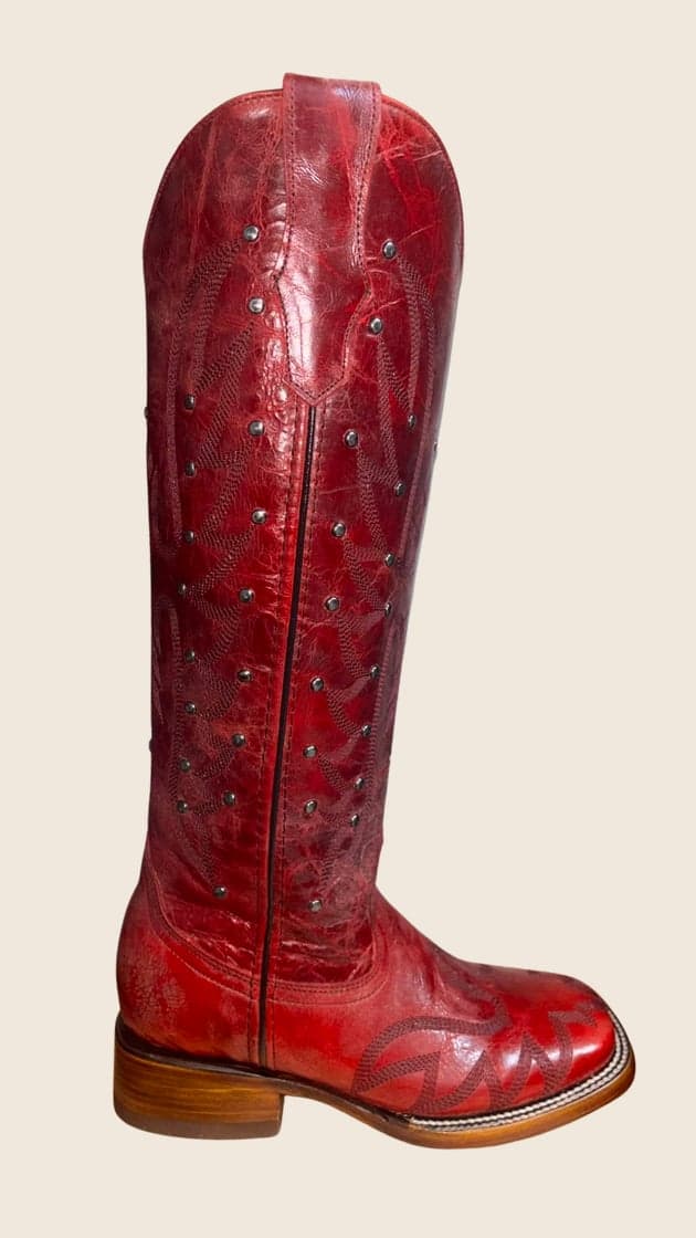 Bota Roja Tubo Alto C/estoperol