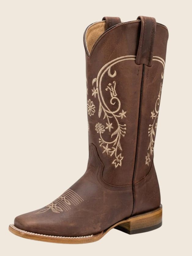 Bota Tubo Patron Flor Beige